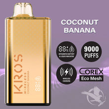Load image into Gallery viewer, Coconut Banana Kros Wireless 9000 Vape
