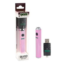 Load image into Gallery viewer, Ice Pink Ooze Quad 510 Thread 500 Mah Square Vape Pen Battery + USB Charger
